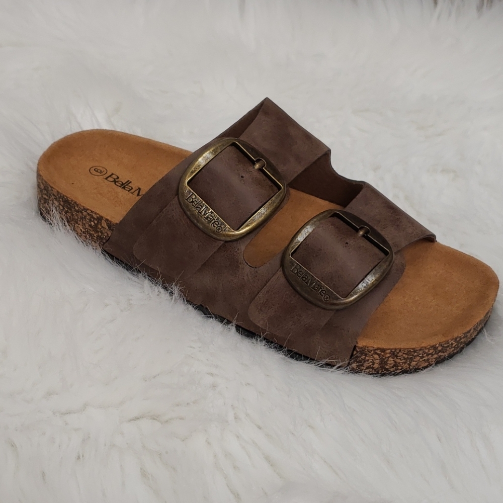 Slides brown cork large buckle w/ arch support - Picture 4 of 8